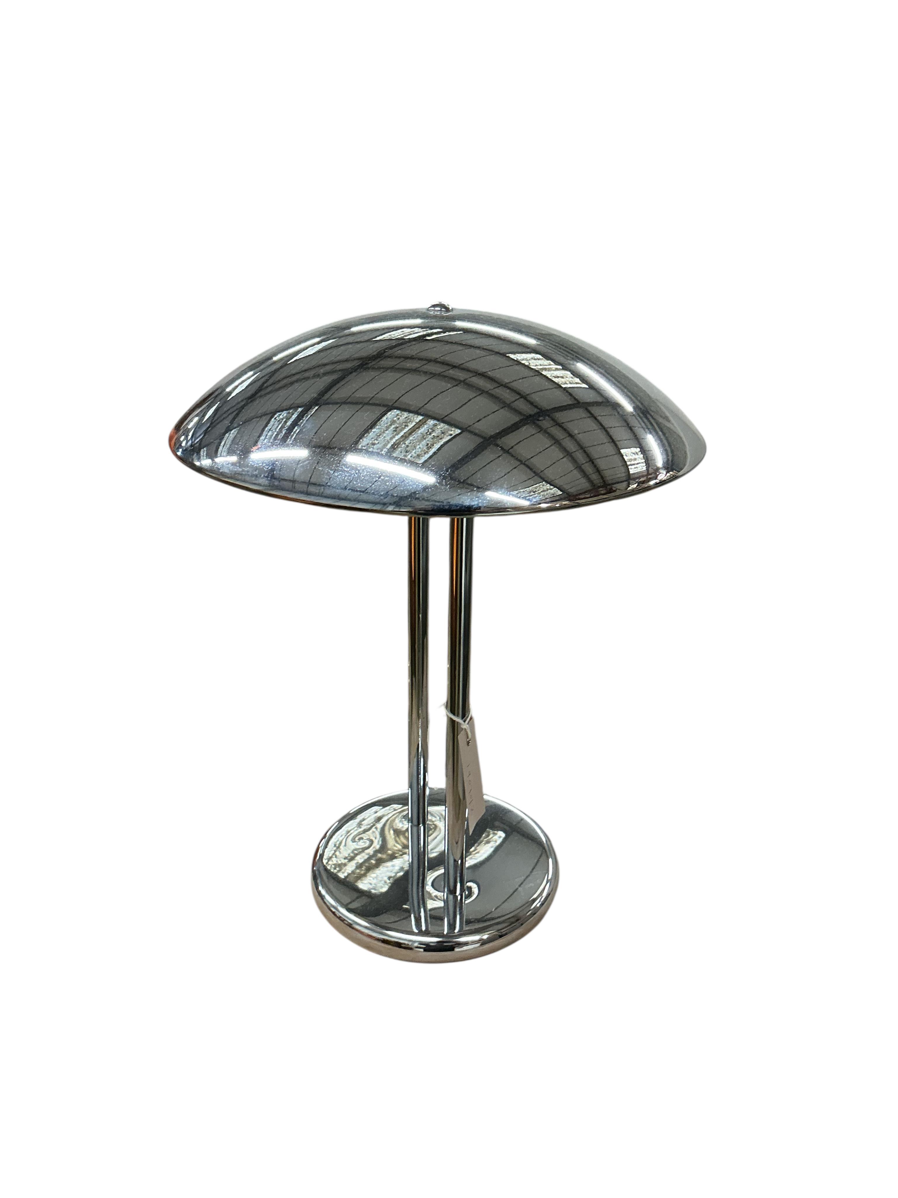A Contemporary Deco style chrome table lamp, height 42cm